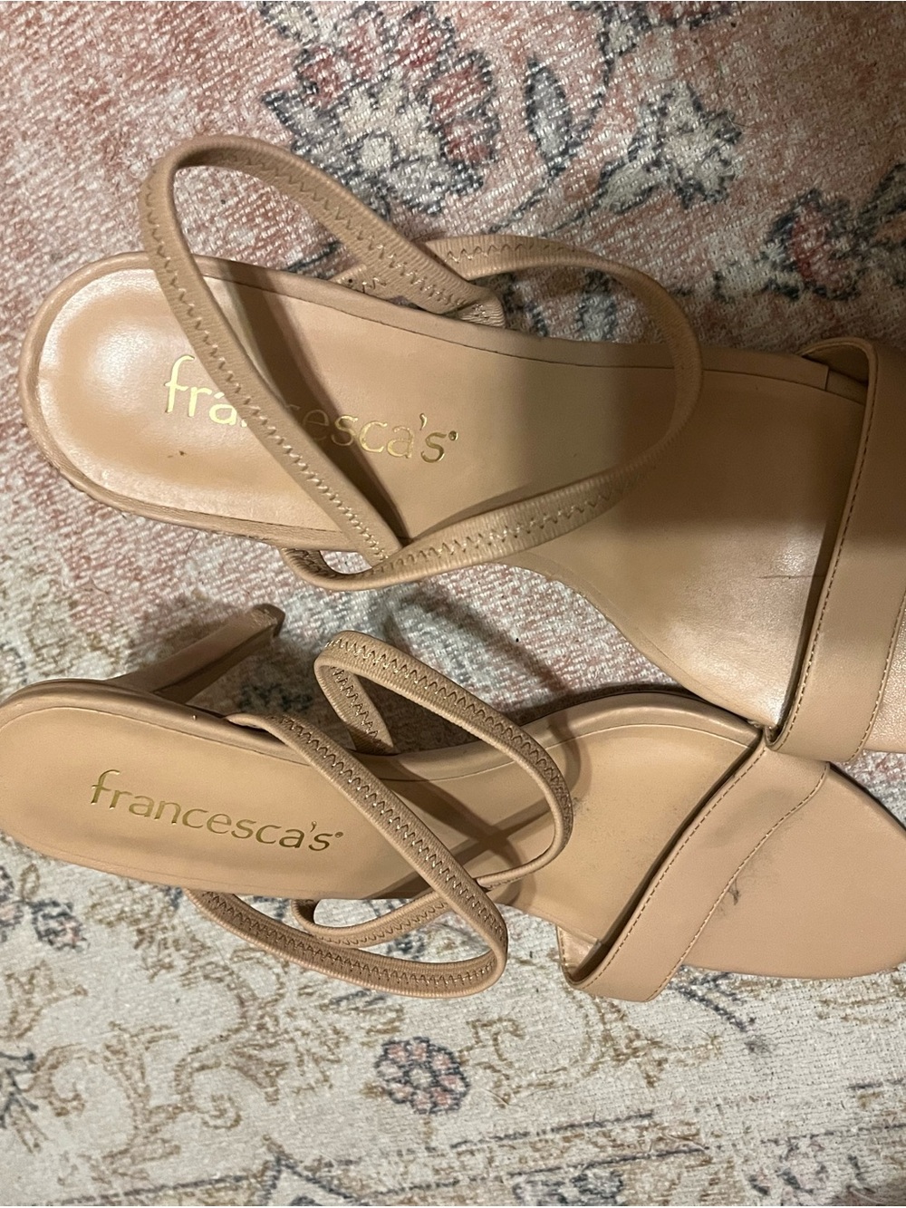 Francesca's Collections Tan Strappy Slingback Heels